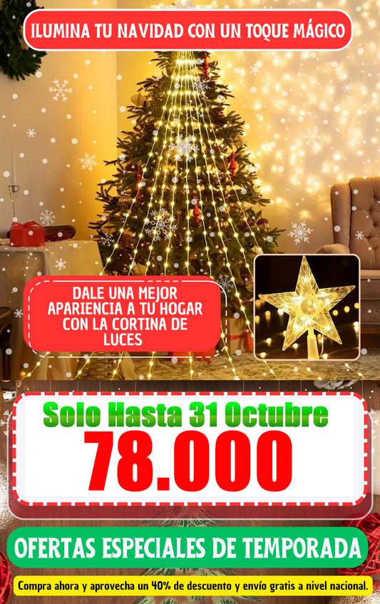 Extensión de luces navideñas con estrella en el extremo